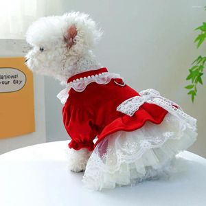 Köpek giyim evcil elbise örgü ekleme büyüleyici prenses ile bow tie dantel trim küçük için nefes alabilir