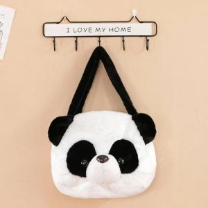 Omuz çantaları kadınlar crossbody siyah beyaz sevimli karikatür panda messenger çantası yumuşak ve rahat kabarık oyuncak alışveriş hediyesi kız için