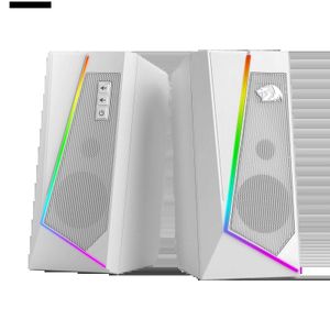 Портативные колонки Redragon GS520 RGB настольный динамик 2.0-канальный стереодинамик для ПК 6 цветных светодиодных режимов улучшенный звук белый/розовый Q240328