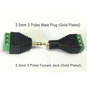 2024 10 PCS CCTV fono fiş Jack 35mm Erkek / Kadın Adaptör 3 PIN AV Balun Terminal Konnektörü CCTV FONO PLUG JACK 3 DOĞRU