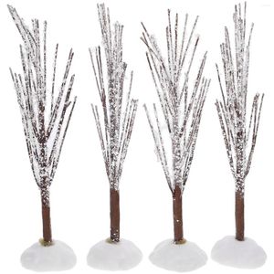 Dekoratif çiçekler 4 adet yapay küçük ağaç karla kaplı cadılar bayramı süslemeler köpük masa