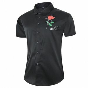 Мужская рубашка Dr 2023, летняя распродажа Vinatge с принтом розы, Camisas Elegantes Para Hombre Fi, уличная одежда в стиле хип-хоп, топы Blusas y1JM #