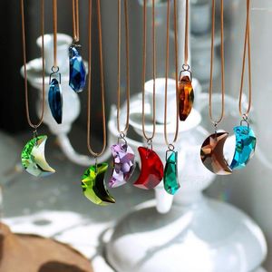 Lustre de cristal colorido suncatcher lua prisma peças casa festa casamento decoração sun catcher pingente diy jóias fazendo