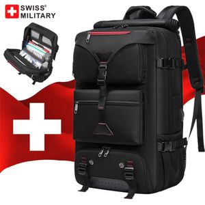 İsviçre Askeri 50l Seyahat Backpack Büyük Kapasiteli Su Geçirmez Sırt Paketi Ayakkabı Çantası Sport Fiess Sırt Çantaları 16 Dizüstü Tag Mochila