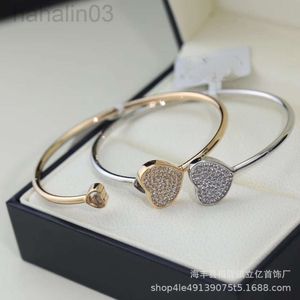 Desginer chopard jóias pulseira choprad Chaopai Xiao Family Pulseira em forma de coração cheio de diamantes moda alta edição versátil pulseira de atividade aberta