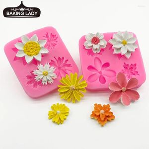 Pişirme Kalıplar Daisy Vahşi Krizantem Çiçek Şekiş Silikon Kalıp Lotus Fondan Kek Dekorasyon Araçları Reçine Kalıp