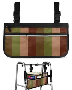 Sacos de armazenamento Bolsa de cadeira de rodas listrada vintage com bolsos tiras reflexivas braço lado scooter elétrico bolsa de quadro de caminhada