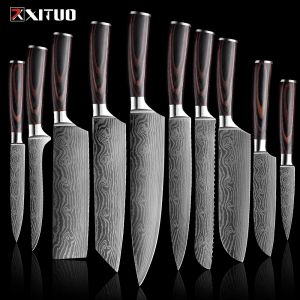 Kabartma xituo mutfak bıçakları seti 110pcs şef bıçak yüksek karbon paslanmaz çelik santoku bıçak keskin sleaver dilimleme bıçağı en iyi seçim