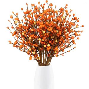 Fiori decorativi Yan Fall steli di bacche artificiali spray con mini zucca autunno raccoglie rami per la decorazione della tavola di casa del raccolto del Ringraziamento