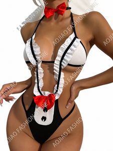 yay dekor kesim oyuncak bodysuit ile coker yaramaz rol-play kostüm bow sütyen up örgü dikiş tavşan kostüm Teddy s6ld#