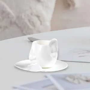 Kupalar Çay Bardakları ve Saucer Soyut Sanat Yeniliği 260ml Kahve Kupa Çikolatalı Soğuk İçecekler İçin Cappuccino Cup