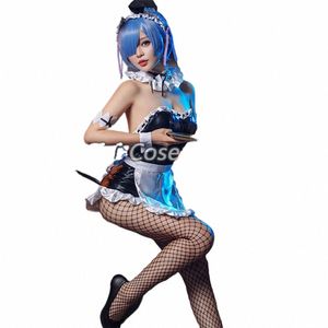 Anime Ram Rem Cosplay Costume Bunny Suit Kulaklar Re: Sıfır Mavi Pembe Peruk Halen Partisi Karnavalı Maid Dr Sexy Bunny Kız Üniformaları T4TP#