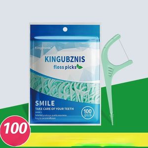 100 pçs azul fio dental escolher varas de limpeza de dentes higiene oral cuidados com os dentes limpeza interdental palito ferramenta 7.5cm