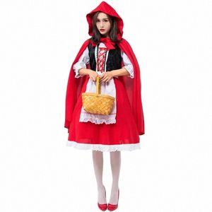 Halen Klasik Peri Masalı Kale Masalı Küçük Kırmızı Binicilik Hood Cosplay Kostüm Karnaval Partisi Fantezi Fransa Maid Dr L2F4#
