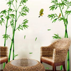 Adesivos removível verde bambu floresta profundidades adesivo de parede criativo estilo chinês diy árvore decoração para casa decalques para sala estar decoração