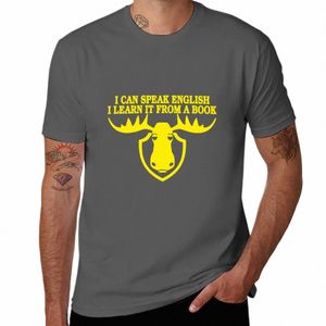 nuovo Posso parlare inglese, lo imparo da un libro T-shirt top abiti estivi abiti vintage pianura nero magliette da uomo G881 #