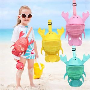 Depolama çantaları kabuk toplama çanta çocuk plajı karikatür ıstakoz ile plaj sevimli yengeç şekilleri oyuncaklar için örgü tasarımı
