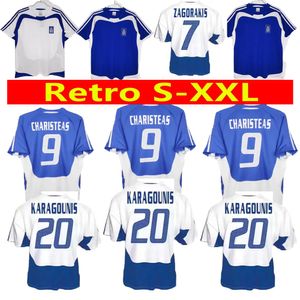 2004 Fußballtrikots Hochwertiger Stoff zuerst GRIECHENLAND Retro Charisteas Giakoumakis Nikolaidis Zagorakis Karagounis Home Away Vintage-Trikot für klassischen Herrenfußball