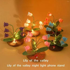 Dekoratif Çiçekler Yün Çiçek Ürün Tığ işi Valley Gecesi Işık Cep Telefonu Tutucu Başlık Simülasyon Süslemesi