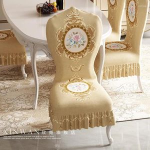 Чехлы на стулья, роскошный цельный чехол в королевском стиле, декоративная эластичная защита для гостиной, столовой, чехол с юбкой