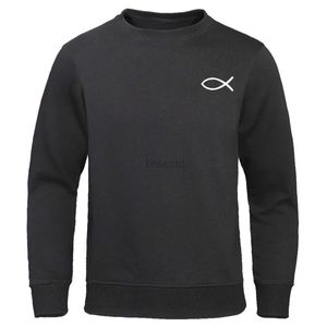 Erkek Hoodies Sweatshirts Hıristiyan İsa Balık Hoodies Erkekler Moda Günlük Kıyafetler O boyun nefes alabilen büyük boy tişörtü rahat gevşek sokak kıyafetleri 24328