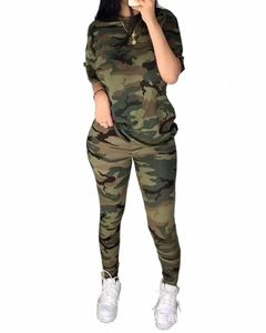 Camoue Baskı Pantolon Setleri Trailsuit İki Parçalı Setler Kadın Outifits Sport Bahar Yaz Sonbahar Eşleştirme Setleri LG Tozluklar S0FD#