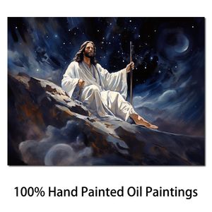 Noel Hediyesi Mesih İsa Canvas Sanat Hıristiyan Yağlı Boya Dünya Sonsuz El Yapımı Din Modern Peyzaj Figürü Resim Oturma Odası Yemek Duvar Dekor