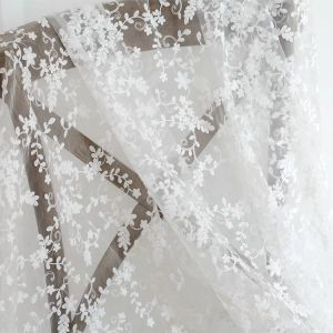 Kumaş 1 Yürüyüş Beyaz Organza Nakış Kumaş Dantel Mesh Gelinlik Kumaş Arka Plan Perde Masa Diz örtüsü el yapımı DIY