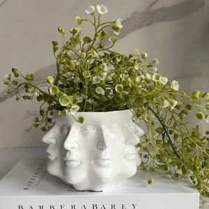 Ekiciler Modern Basit Seramik Çok Yüzlü Çiçek Vazo İnsan Kafa Fabrikası Fol Saksı Nordics Art Ekici Yaratıcı Vazo Ev Oturma Odası Dekor