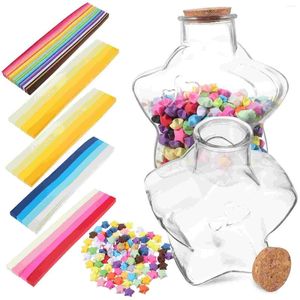 Depolama Şişeleri Toplu hediyeler kağıt zanaat büyü kavanozları renkli cam küçük şişe origami yıldız şeritler kız