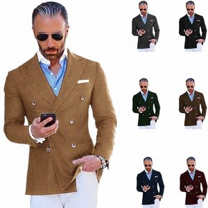 Erkek Takım Düğün Damat Smokin Erkekler Blazer Giysileri Çifte Göğüslü Ceket resmi Busin Üstler Homme G9JG#