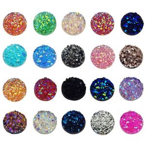 1000pcs 12mm düz sırt reçinesi Druzy Round Cabochons Cameo Charms için Kolye Bilezik Takı Diy Yapma Aksesuar Bulguları245E