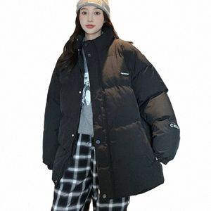 Kış Puffer Ceketler Kadınlar Sıcak pamuklu katı yastıklı ceket kadın 2023 Kore Fi Unisex büyük boy gevşek kısa parkalar 74bt#