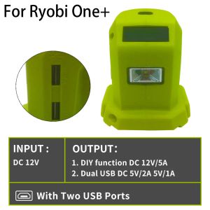 Gereedschap DIY аккумуляторный адаптер с двойным USB-светодиодным переключателем управления портативная лампа мощности с освещением для Ryobi One + 18 В литий-ионный аккумулятор