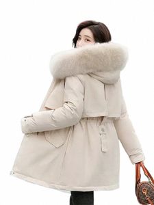 Casaco de inverno baixo preço à venda feminino bege adicionar lã grosso calor pele com capuz parkas jaqueta 2023 novo fi cinto fino casaco cott h89n #
