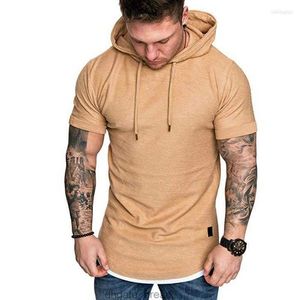 Erkek Hoodies Yaz Şık Erkekler Gündelik Hoodie Beyaz Gömlek Beyaz Gömlek Kapüşonlu Kısa Kollu İnce Üstler Spor Giyim Artı Boyutu Katı