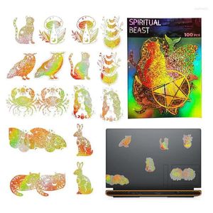 Hediye sargısı holografik şeffaf çıkartmalar 100pcs scrapbooking altın parlak evcil hayvan kırtasiye süsleri takvimler için telefon