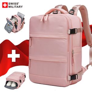 İsviçre Askeri Kadın Seyahat Büyük Kapasiteli Çok Pocket Su Geçirmez USB Çanta Dizüstü Dizüstü Bilgisayar Moda Düz Renk Sırt Çantası