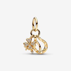 Lucky Clover Wishbone Horseshoe Dangle Charm Pandoras 925 STERLING Gümüş Lüks Cazibe Set Set Yapma Altın Takılar Tasarımcı Kolye Kolye Orijinal Kutu