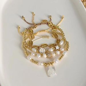 Strand Kkbead Pulseras Doğal İnci Bileklik Kadınlar Moda Bakire Meryem Mary Guadalupe Charm 18 K Altın Renkli Boncuk Su Geçirmez Bilezikler