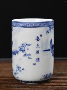 TeAware Setleri Jingdezhen İmitasyon Yongle Sırık Mavi Beyaz Porselen Kok Kupası Düz ​​Ağız Tadı Antika Çay