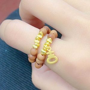 Маленькое кольцо Instagram Wind из натурального старого сандалового дерева, регулируемая эластичная веревка, кольцо для рукоделия