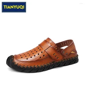 Walking Shoes TIANYUQI Men Hollow Out Genuine Leather Driving Slip-on High Quality Outdoor Sports Zapatos Hombre