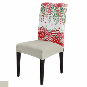 Cadeira cobre dia dos namorados coração vermelho folhas rosa capa conjunto cozinha estiramento spandex assento slipcover decoração de casa sala de jantar