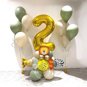 Parti Dekorasyonu 25pcs Avokado Yeşil Balon Kiti 30 inç Jungle Hayvan Folyo Balonları Çocuklar İçin Bebek Duş Doğum Günü