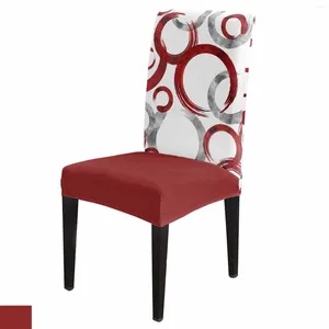 Чехлы на стулья с геометрическим рисунком, круги, красные чехлы, набор кухонных эластичных чехлов на сиденье из спандекса, домашний декор, столовая