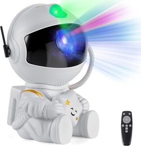 Astronot projektörü, yıldız projektör galaxy ışığı, çocuklar için gece ışığı, yatak odası için hafif projektör, yıldızlı bulutsu tavan LED lamba, uzaktan kumanda (beyaz1)