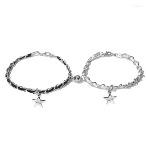 Charm Bracelets Çift Moda Manyetik Eşleşen Bileklikler Kolye Örgü Halat Bangles Modaya Tasarım Mücevher Damlası Damlası