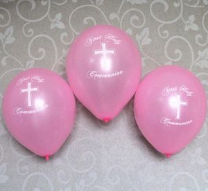 Украшение для вечеринки для девочек, первое Святое причастие, крестины, розовый латексный воздушный шар, настольный комплект для демонстрации