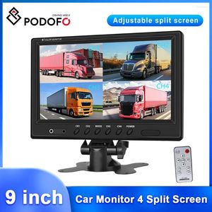 Podofo 9 '' TFT LCD Araba Monitörü Bölünmüş Ekran Dörtlü CCTV Güvenlik Gözetim Başlıkları 4 RCA konektörlü arka görünüm